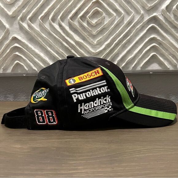 Dale JR Chase Authentics Black Diet Mountain Dew Sunoco Goodyear Nascar Cap Hat - Picture 3 of 5